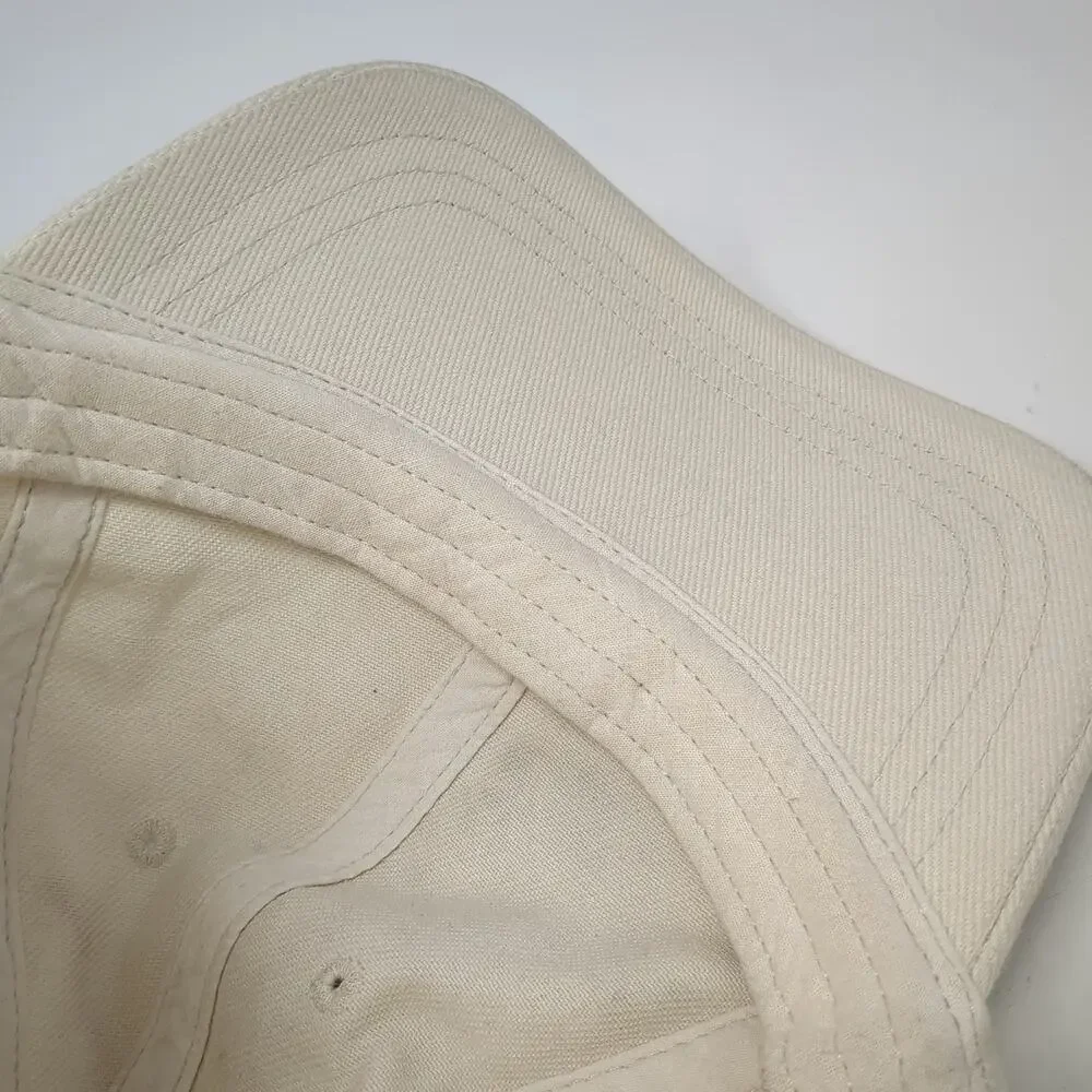 J. Crew Baseball Cap Beige One Size Leather Strapback Brass Buckle Cotton Hat